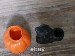 Rare Vintage Wax Black Cat, Jack O Lantern, WITCH GIRL Candy Container Holders