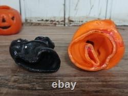 Rare Vintage Wax Black Cat, Jack O Lantern, WITCH GIRL Candy Container Holders