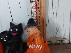 Rare Vintage Wax Black Cat, Jack O Lantern, WITCH GIRL Candy Container Holders