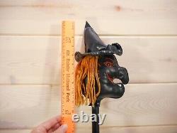 Rare Vintage Witch Hobby Stick Horse Halloween Toy Vinyl Head Yarn Hair Black