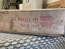 Rare Vintage Wooden Soda Crate Trick R Treat Elgin Illinois Box? Halloween Box