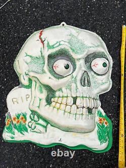 Rare Vtg 1980s ARTFORM Plastic Halloween Skeleton Skull Wall Decor VACUFORM Old