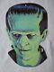 Rare Vtg 80s Frankenstein Potrait Halloween Die Cut Decor Universal Monster