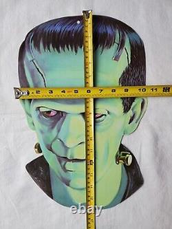 Rare Vtg 80s Frankenstein Potrait Halloween Die Cut Decor Universal Monster