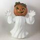 Rare Vtg Ghost With Halloween Jack O Lantern Pumpkin Ceramic Light Reversed Heads