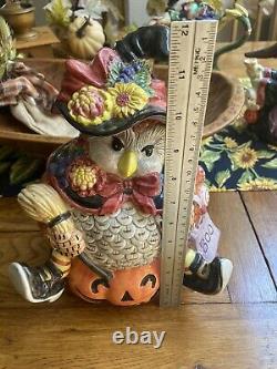 Rare Vtg Halloween 1995 Harvest Witch Owl Cookie Jar Jack-o-lantern Htf 12 X 11