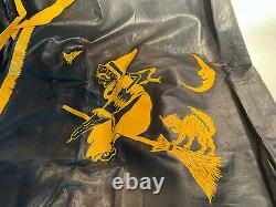 Rare Vtg Halloween Witch Mask & Skirt / Cape Costume Witch Cat Broom Moon Scene