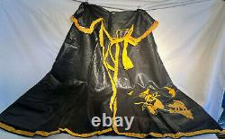 Rare Vtg Halloween Witch Mask & Skirt / Cape Costume Witch Cat Broom Moon Scene