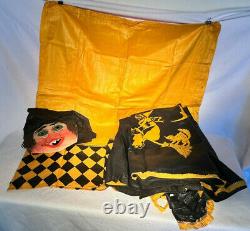 Rare Vtg Halloween Witch Mask & Skirt / Cape Costume Witch Cat Broom Moon Scene