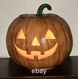 Rare Vtg Holland Molds Large Ceramic Halloween Pumpkin Jack O Lantern Light Ec