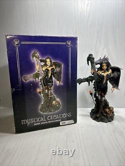 Rare Vtg Mystical Creations 9.5 Dark Angel with Cross Statue Gothic Halloween HTF