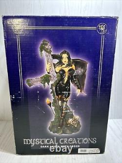 Rare Vtg Mystical Creations 9.5 Dark Angel with Cross Statue Gothic Halloween HTF