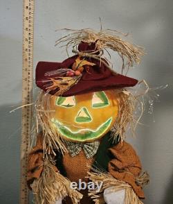Rare vTG. 48 Fiber Optic Pumpkin sitting Scarecrow HALLOWEEN FALL WITH BOX