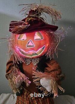 Rare vTG. 48 Fiber Optic Pumpkin sitting Scarecrow HALLOWEEN FALL WITH BOX