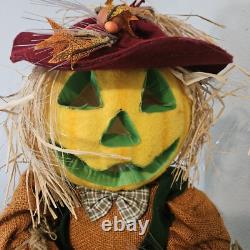 Rare vTG. 48 Fiber Optic Pumpkin sitting Scarecrow HALLOWEEN FALL WITH BOX