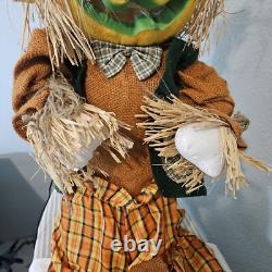 Rare vTG. 48 Fiber Optic Pumpkin sitting Scarecrow HALLOWEEN FALL WITH BOX