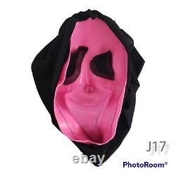 Scream Ghostface Pink Fluorescent Fun World Div Scary Rare Mask Cloth vintage