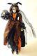 Standing Victorian Vintage Skeleton Witch Doll Decoration Halloween Rare Orange