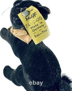 Steiff Rare Vintage Black Mini Halloween Scaredy Cat Velvet 4 All ID PERFECT