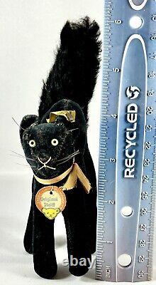Steiff Rare Vintage Black Mini Halloween Scaredy Cat Velvet Chest Tag All ID 4
