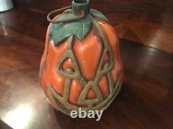 Super Rare Vintage Halloween Pumpkin Lamp, Glass & Cast Metal Circa 1960