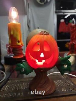 Trendmasters 1996 Vintage Halloween Jack-o'-lantern Candlestick Light Rare