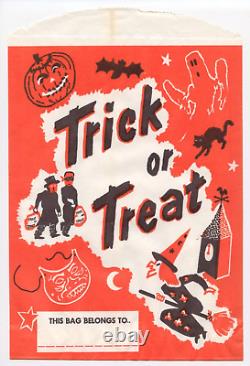 UNOPENED 15 Ct Pkg VTG 1960s 11 Halloween Trick Or Treat Paper Loot Bags RARE