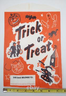 UNOPENED 15 Ct Pkg VTG 1960s 11 Halloween Trick Or Treat Paper Loot Bags RARE