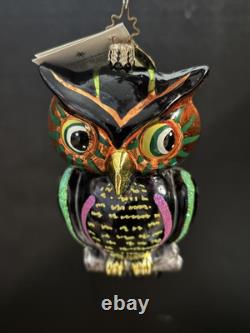 Ultra Rare Christopher Radko Halloween Owl Glass Ornament Wise Eyes