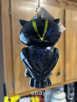 Ultra Rare Christopher Radko Halloween Owl Glass Ornament Wise Eyes