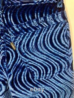 VERY RARE Serious Clothing Early 90s Vintage Blue Swirl Velvet Pants 28 Skinny
