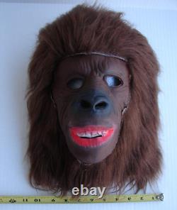 VINTAGE 1970s TRAVELERS GORILLA APE MONKEY HALLOWEEN FULL LATEX MASK WithHAIR RARE