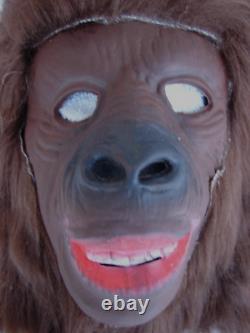 VINTAGE 1970s TRAVELERS GORILLA APE MONKEY HALLOWEEN FULL LATEX MASK WithHAIR RARE