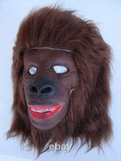 VINTAGE 1970s TRAVELERS GORILLA APE MONKEY HALLOWEEN FULL LATEX MASK WithHAIR RARE