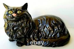 VINTAGE BLACK CAT HALLOWEEN DECORATION Porcelain Ceramic Sculpture Figurine RARE