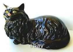 VINTAGE BLACK CAT HALLOWEEN DECORATION Porcelain Ceramic Sculpture Figurine RARE