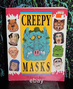 VINTAGE CREEPY MASKS BOOK halloween punch-out mask zombie witch humor RARE 1993