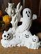 Vintage Ceramic Unpainted Light Up Ghost Jack O Lantern Pumpkin Halloween Rare
