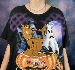 VTG 90s Scooby Doo Halloween Cartoon Rare Vintage All Over Tee Shirt Adult XXL