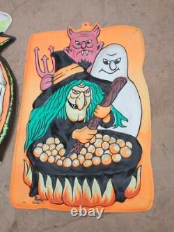 VTG Halloween Empire Vacuform Skeleton Vampire Bats Dracula Cape &witches brew