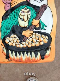 VTG Halloween Empire Vacuform Skeleton Vampire Bats Dracula Cape &witches brew