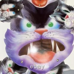 VTG Halloween Jointed Black Cat Head Body Parts Cut Out Wall Hanger VERY RARE