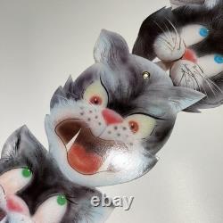 VTG Halloween Jointed Black Cat Head Body Parts Cut Out Wall Hanger VERY RARE