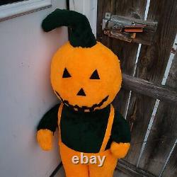 VTG Halloween Pumpkin MAN Plush Ex- Large Man life-sized 42 Stuffed RARE OOAK