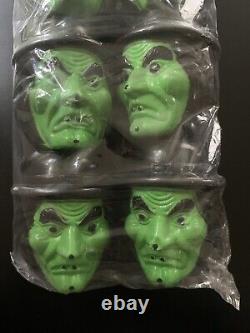 VTG Halloween Witch Plastic Blow Mold Candy Bucket Pails Blow Mold RARE x6 NWT