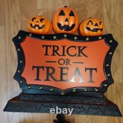 VTG Large Halloween Tombstone 3 Pumpkin Blow Mold Light Trick Or Treat Rare Bat