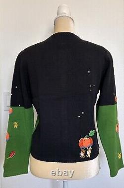 VTG Michael Simon Event RARE Sweater Halloween Night Pumpkin Cats Cardigan Small