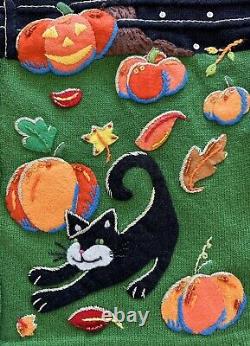 VTG Michael Simon Event RARE Sweater Halloween Night Pumpkin Cats Cardigan Small