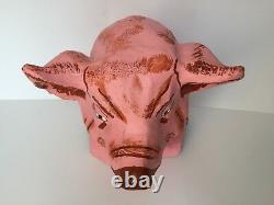 VTG Paper Mache Head Mask Pig 3 Three Little Pigs 1 More Available Antique RARE