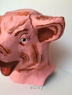 VTG Paper Mache Head Mask Pig 3 Three Little Pigs 1 More Available Antique RARE